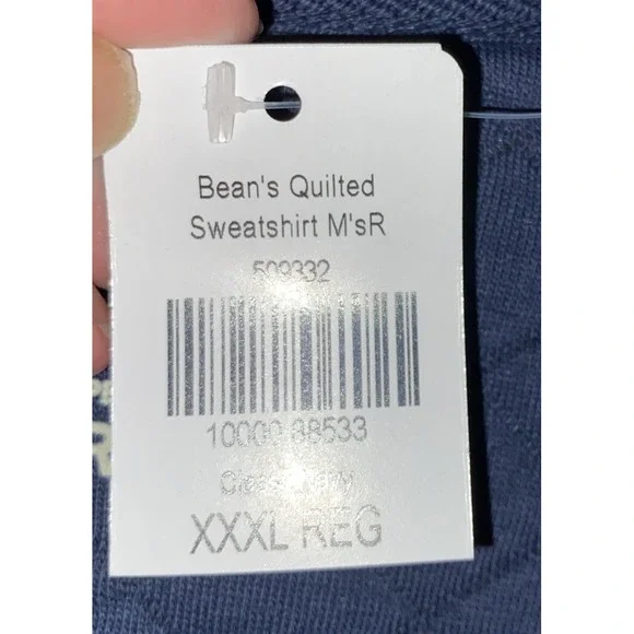 LL Bean Quilted‎ Sweatshirt Mens 3XL Navy Snap Pullover Mock Neck Logo Outdoors - Picture 9 of 15